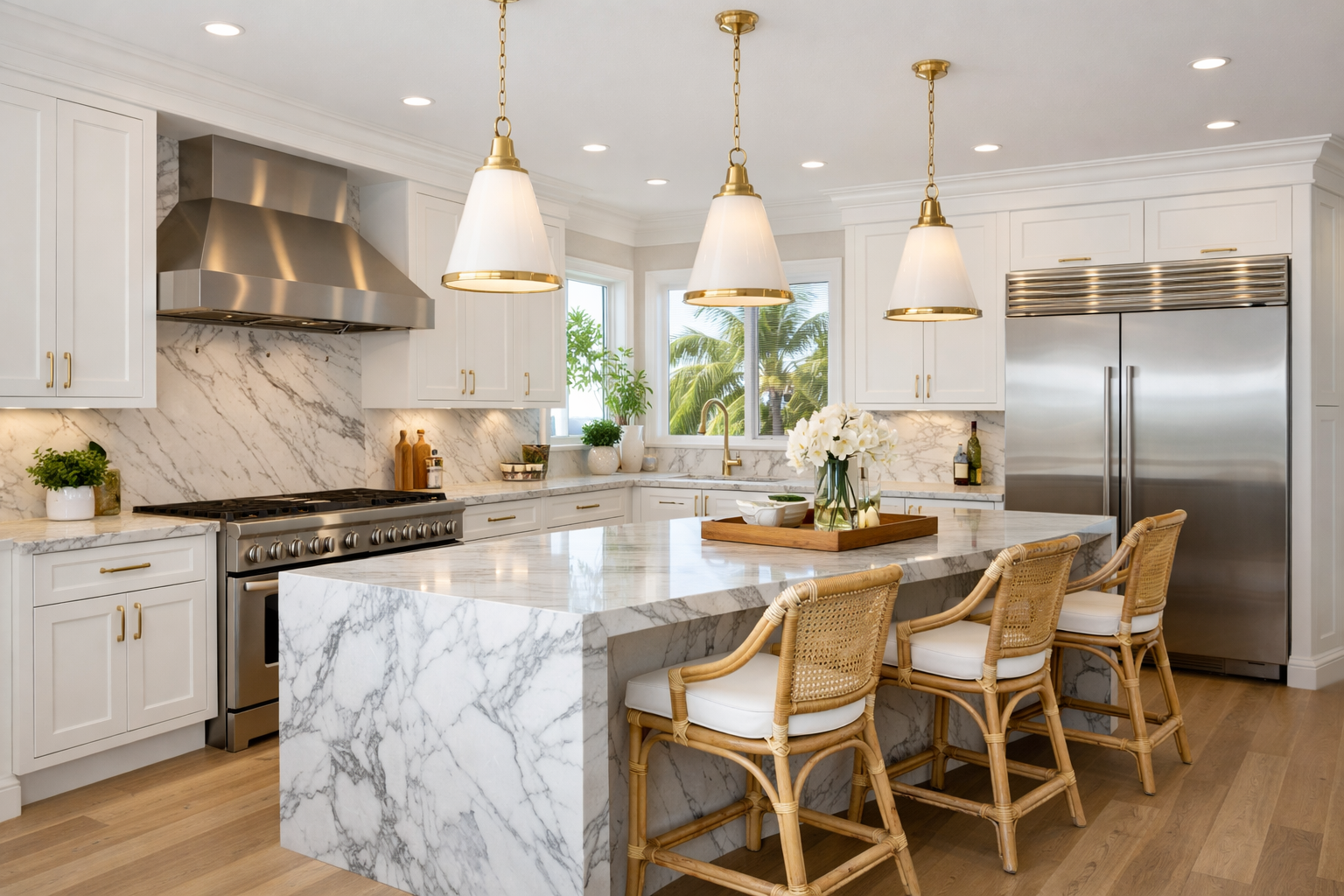 Luxury Modern Kitchen with Marble Countertops