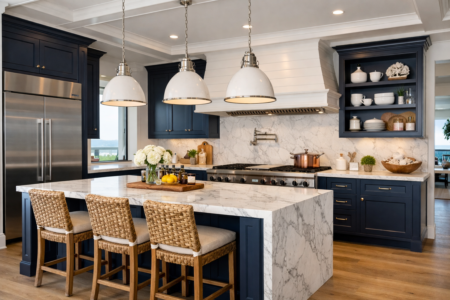Modern Kitchen with Dark Navy Cabinetry